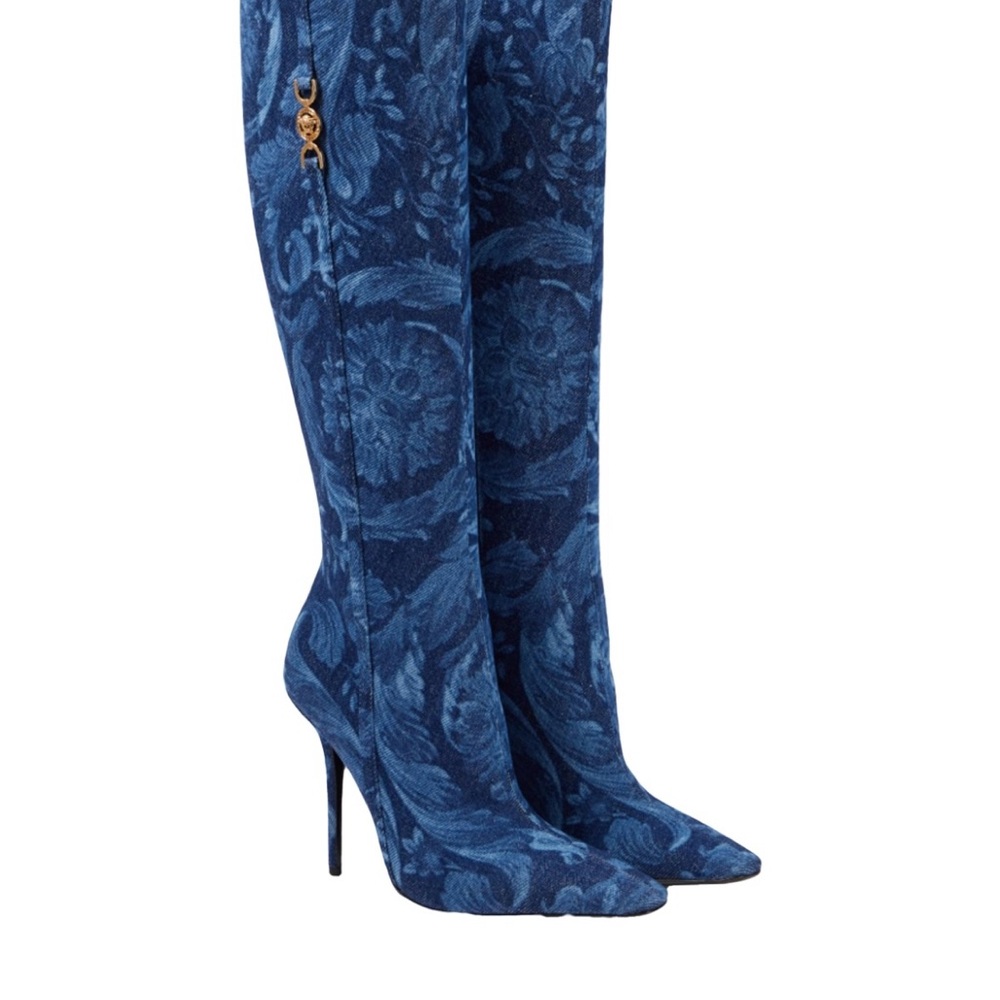 Blue Patterned Women's Boots